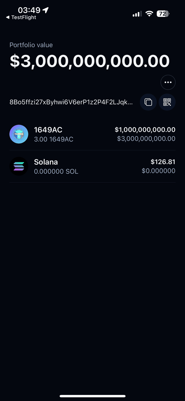 Capture montrant le solde dans Bank Wallet